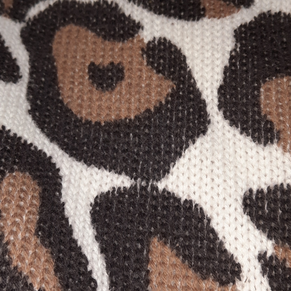 SMYMuMu Back Zip Crewneck Sweater Cotton Cheetah Oversize M 8 10 - Picture 6 of 10